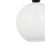 Filomena Medium Pendant 14", Matte Black and Milk Glass