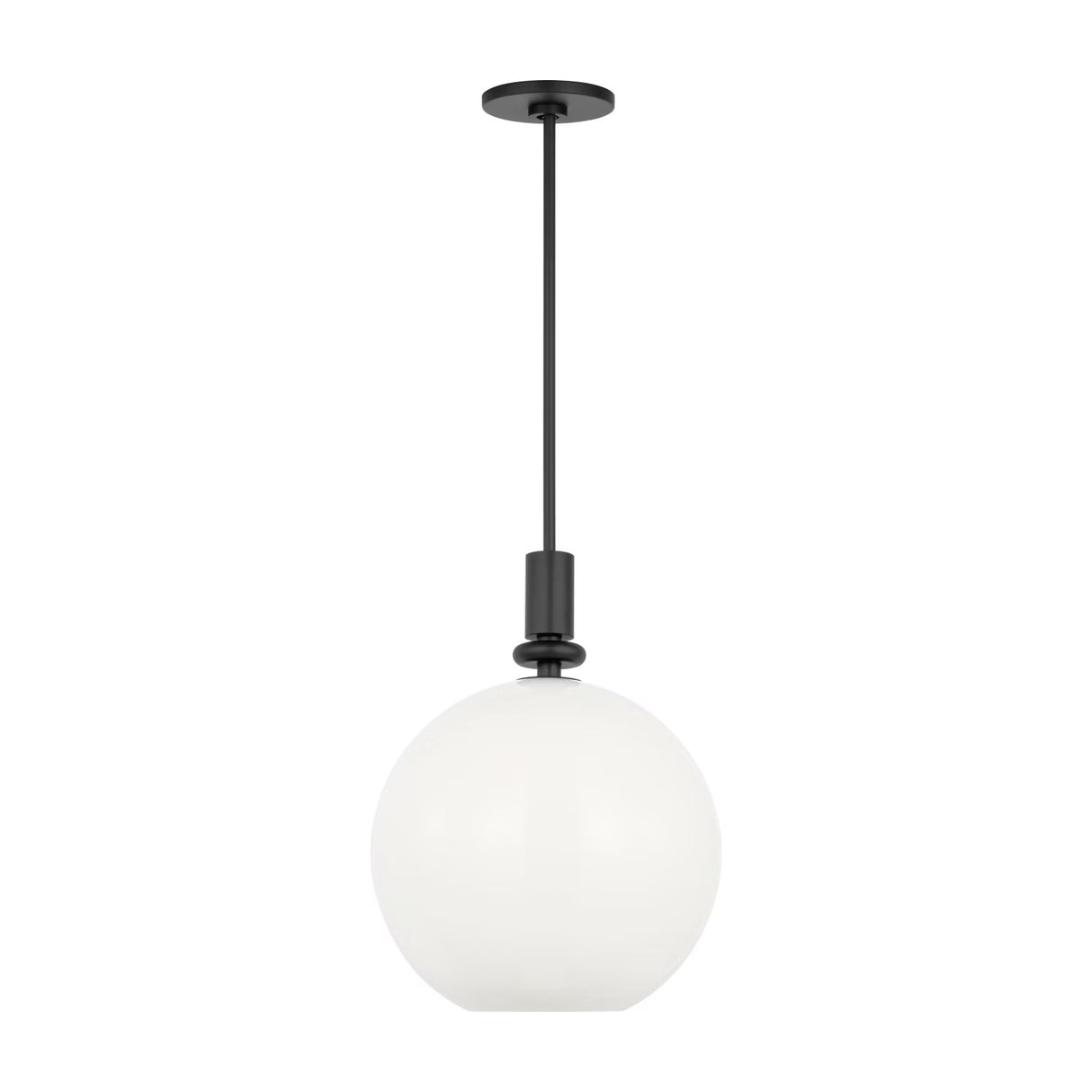 Filomena Medium Pendant 14", Matte Black and Milk Glass