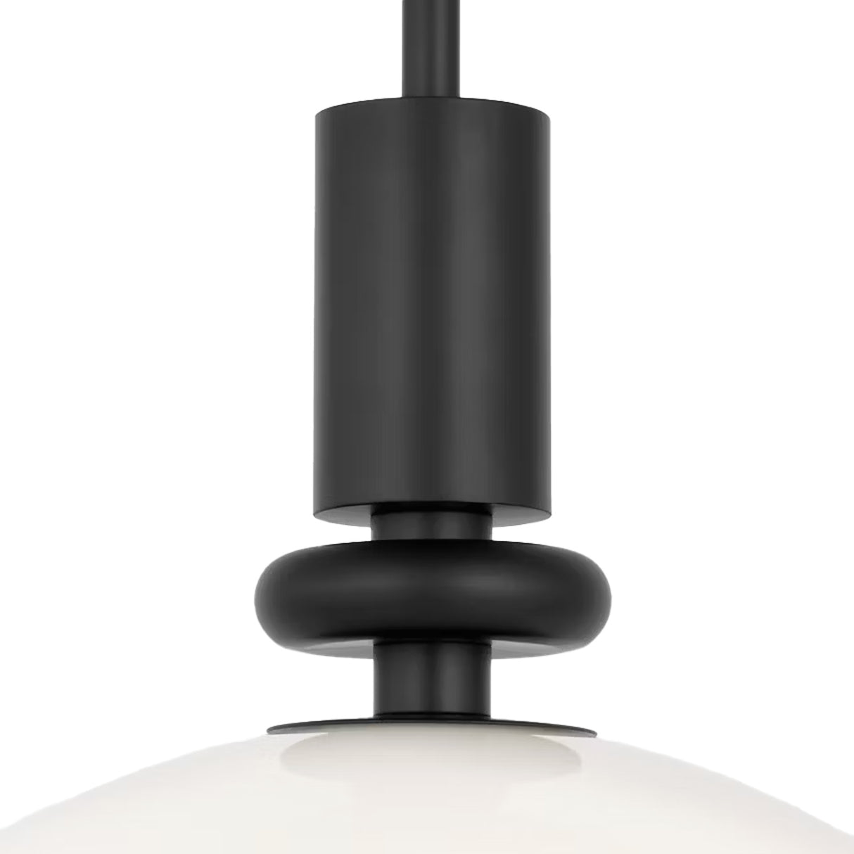Filomena Medium Pendant 14", Matte Black and Milk Glass