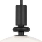 Filomena Medium Pendant 14", Matte Black and Milk Glass