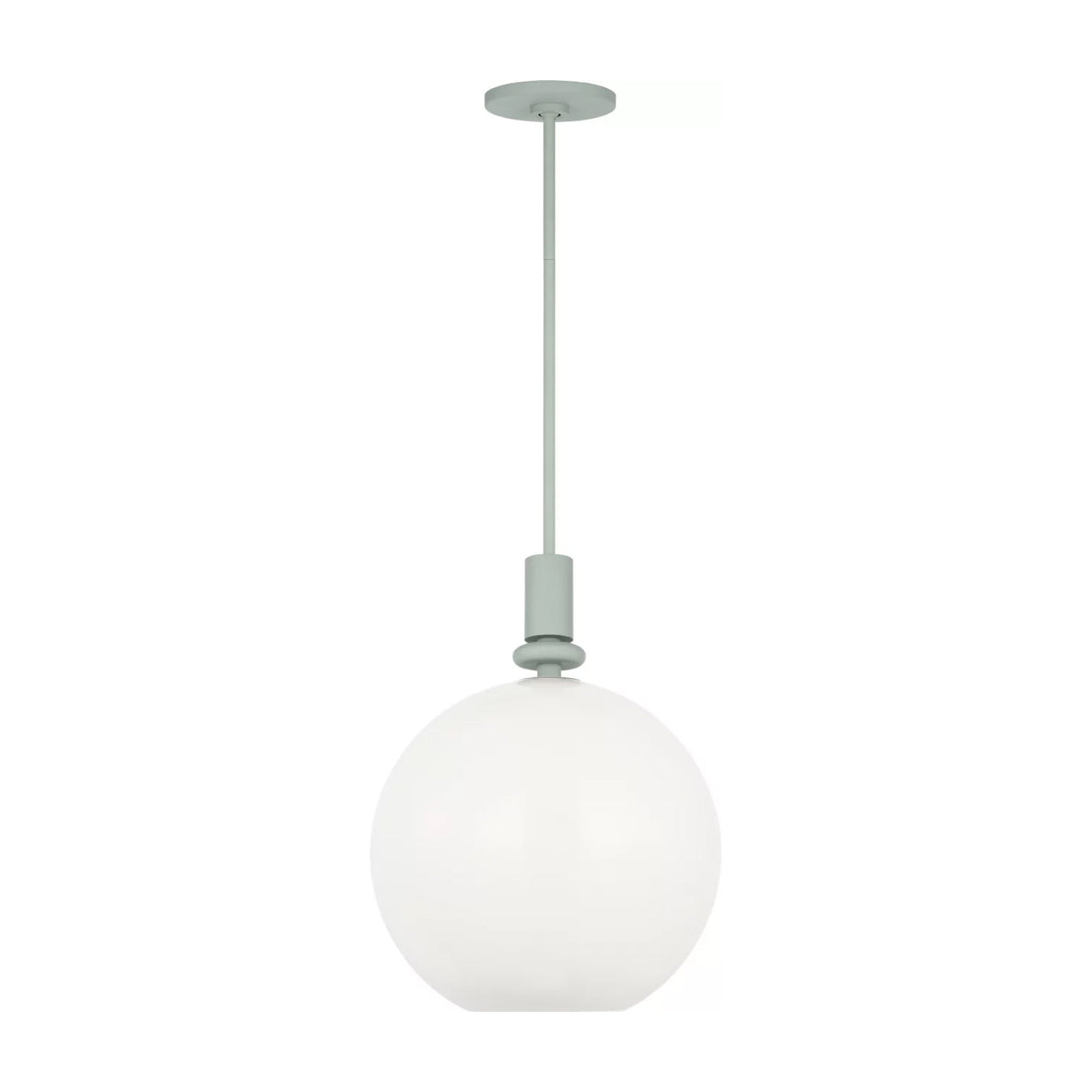 Filomena Medium Pendant 14", Soft Sage and Milk Glass