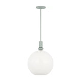 Filomena Medium Pendant 14", Soft Sage and Milk Glass