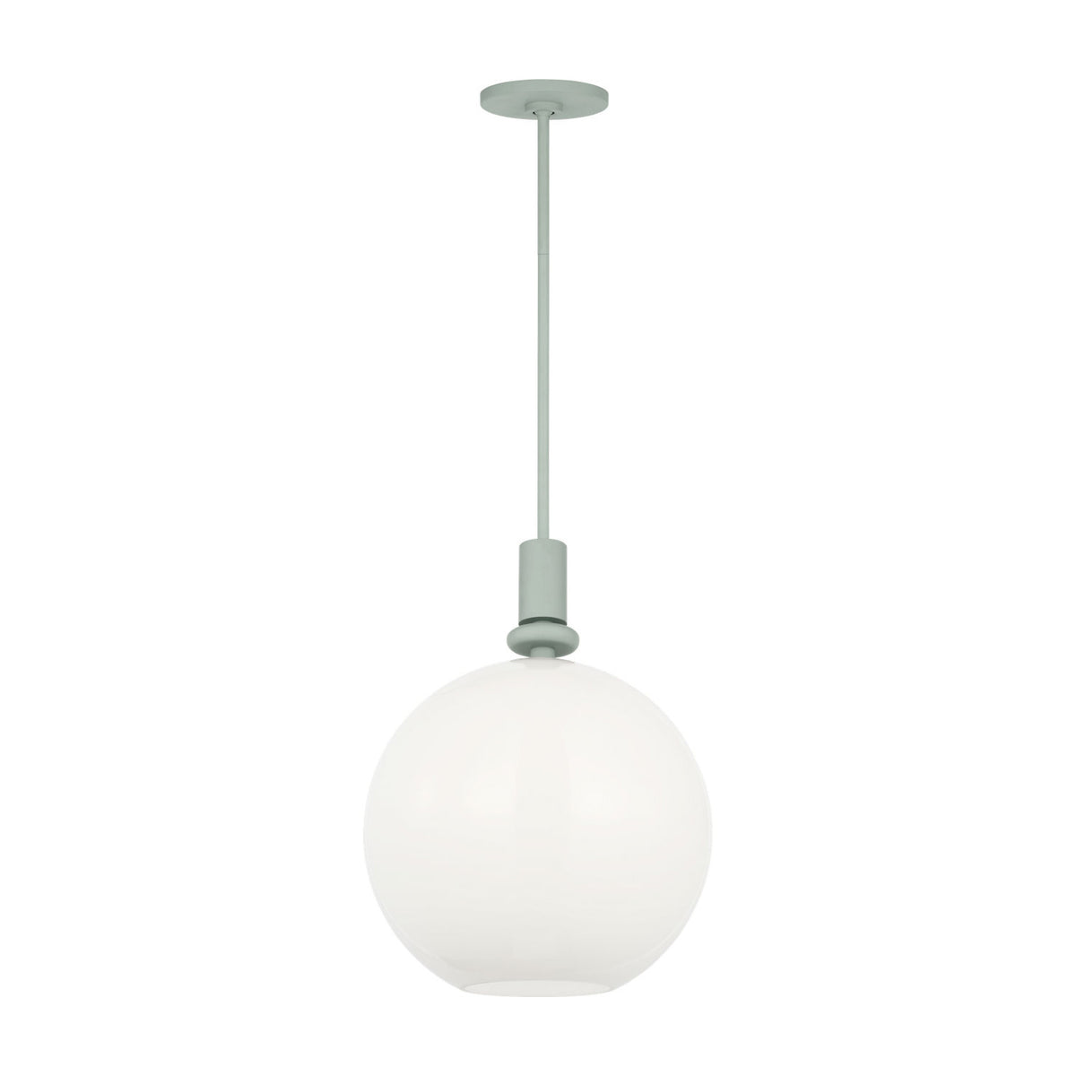 Filomena Medium Pendant 14", Soft Sage and Milk Glass