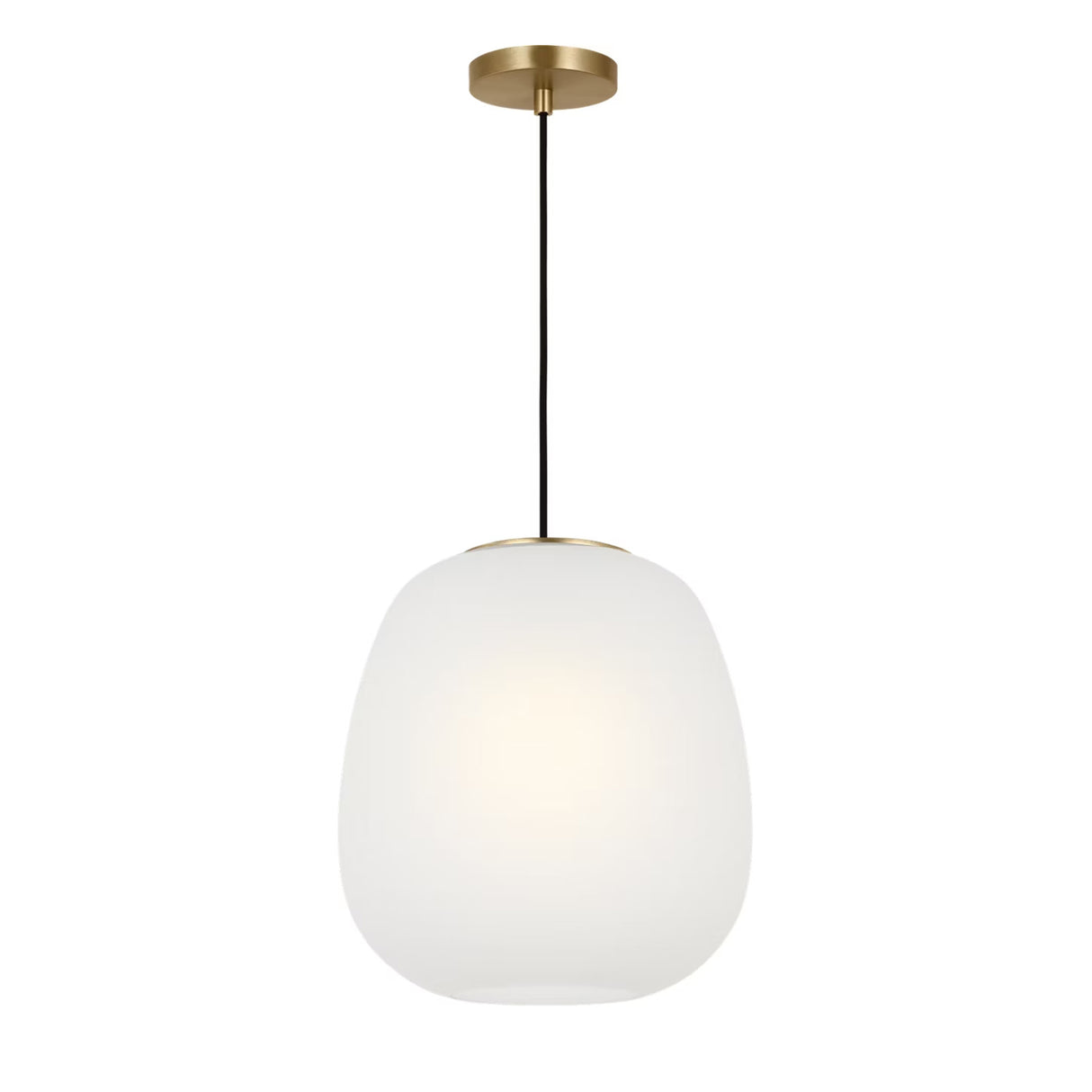 Tamar Pendant 13", Satin Brass and Frosted Glass