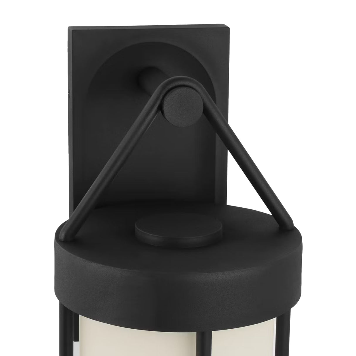Torrence Outdoor Wall Light, Large 22", Textured Black and Opal Glass