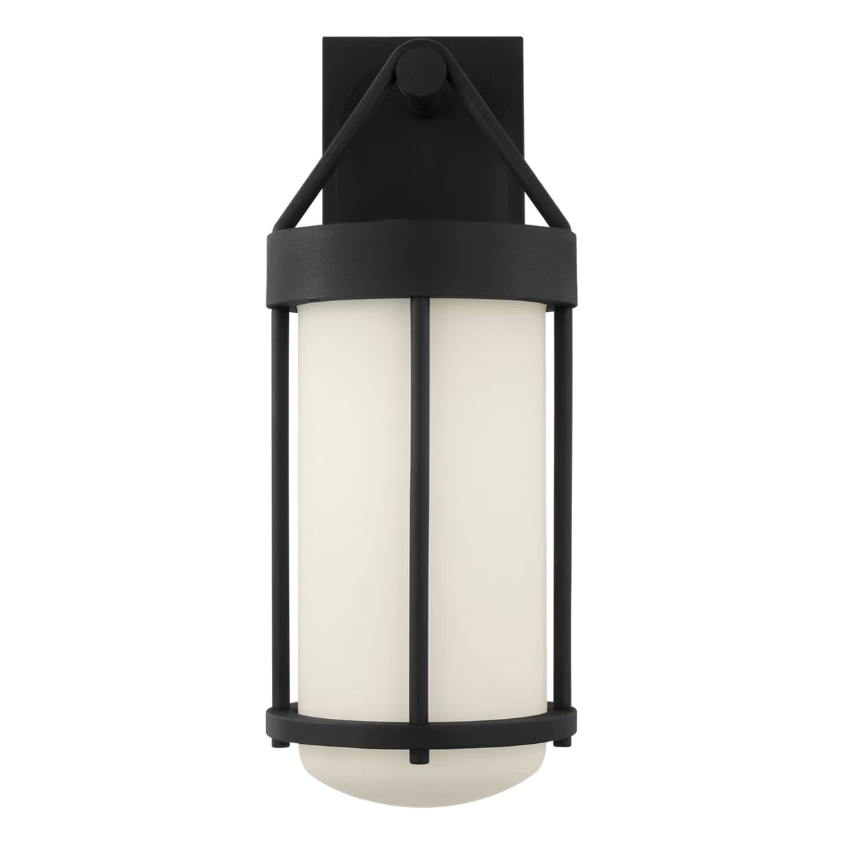 Torrence Outdoor Wall Light, Large 22", Textured Black and Opal Glass