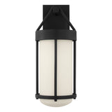 Torrence Outdoor Wall Light, Large 22", Textured Black and Opal Glass