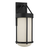 Torrence Outdoor Wall Light, Large 22", Textured Black and Opal Glass