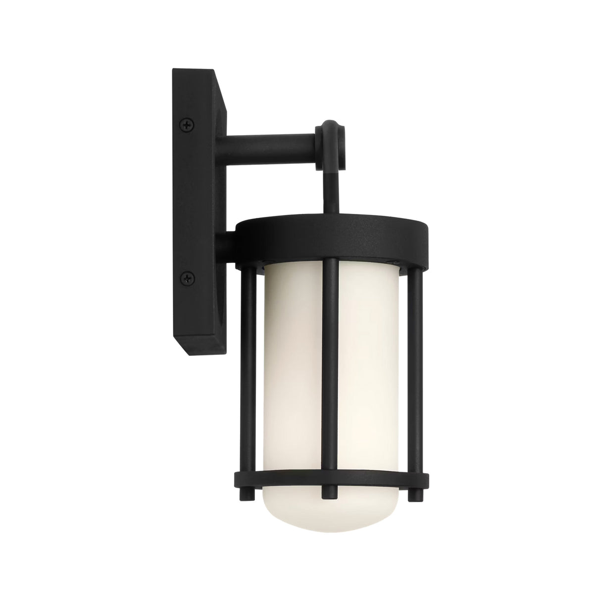 Torrence Outdoor Wall Light, Small 10", Textured Black and Opal Glass