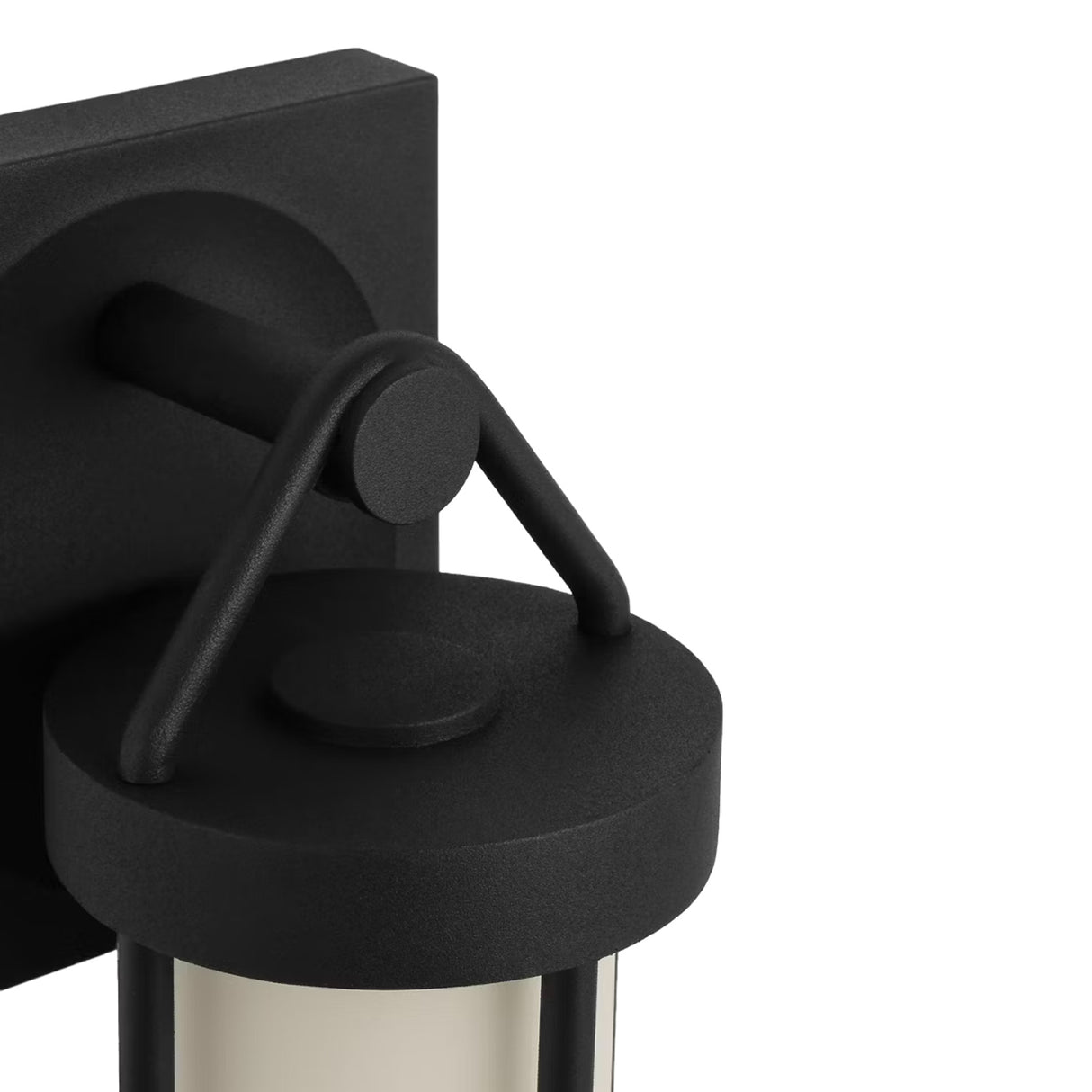 Torrence Outdoor Wall Light, Small 10", Textured Black and Opal Glass