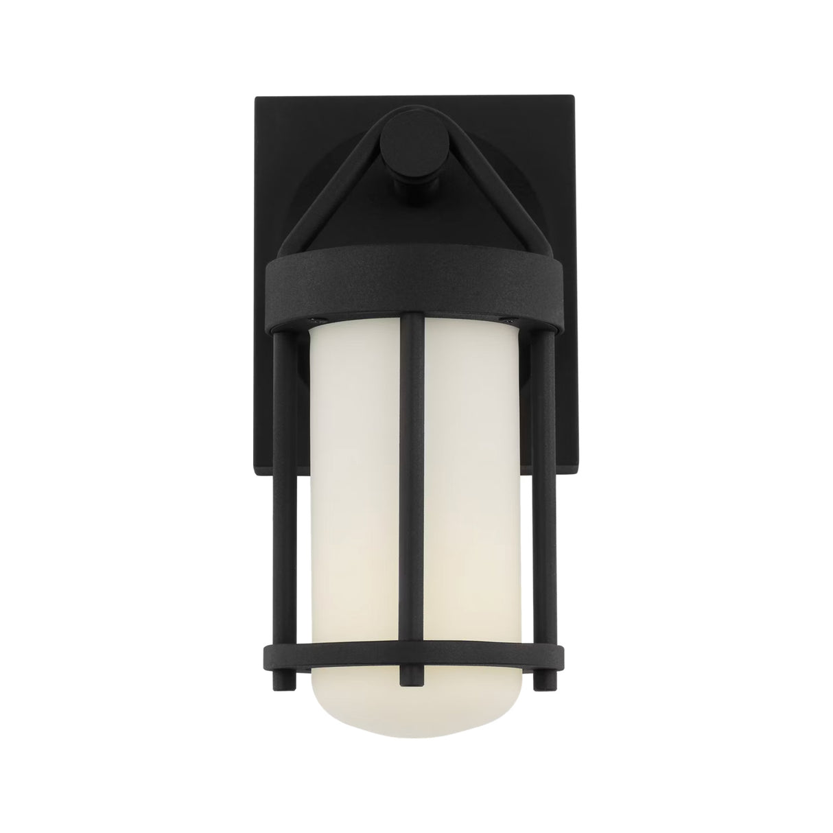 Torrence Outdoor Wall Light, Small 10", Textured Black and Opal Glass