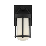 Torrence Outdoor Wall Light, Small 10", Textured Black and Opal Glass