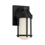 Torrence Outdoor Wall Light, Small 10", Textured Black and Opal Glass