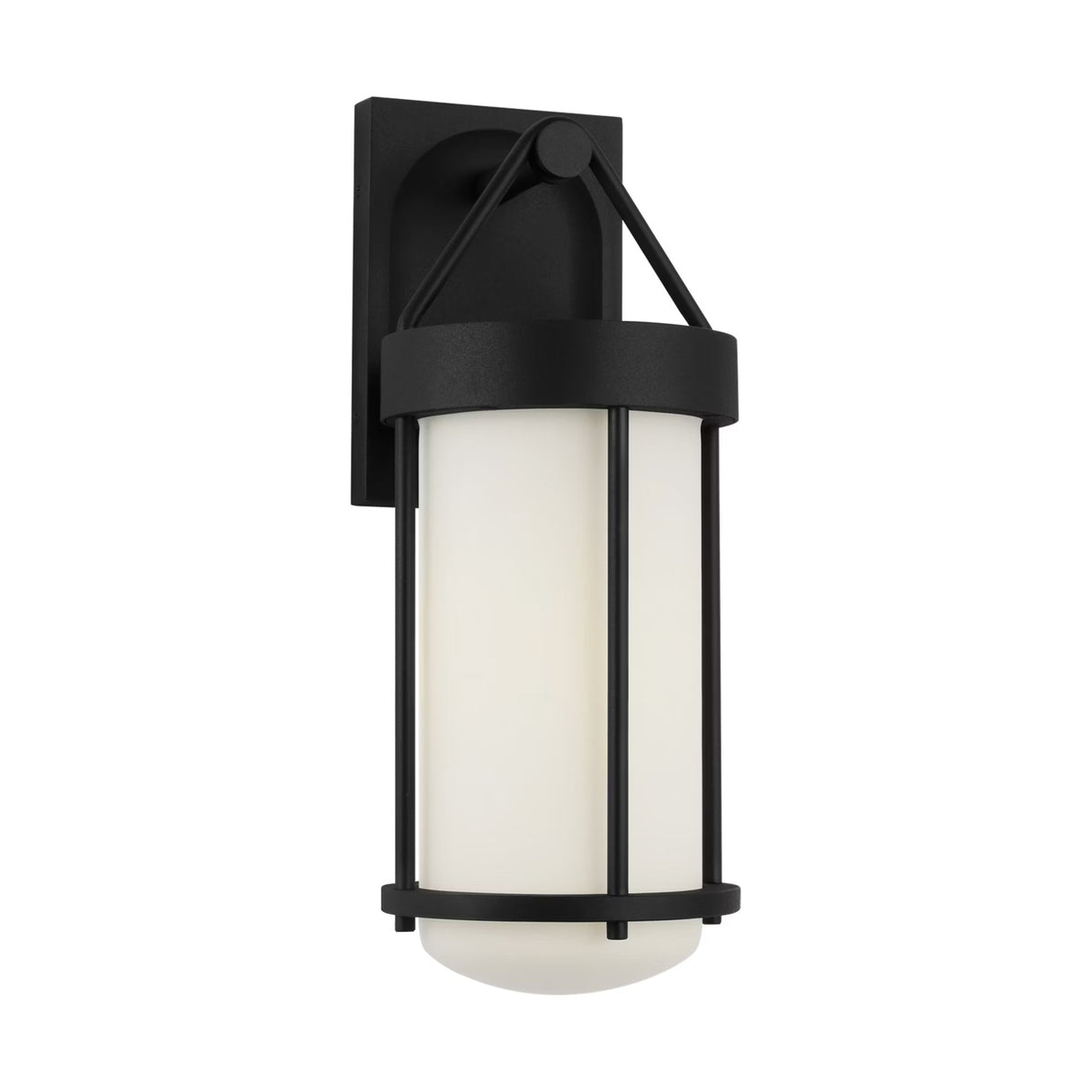 Torrence Outdoor Wall Light, Medium 15", Textured Black and Opal Glass