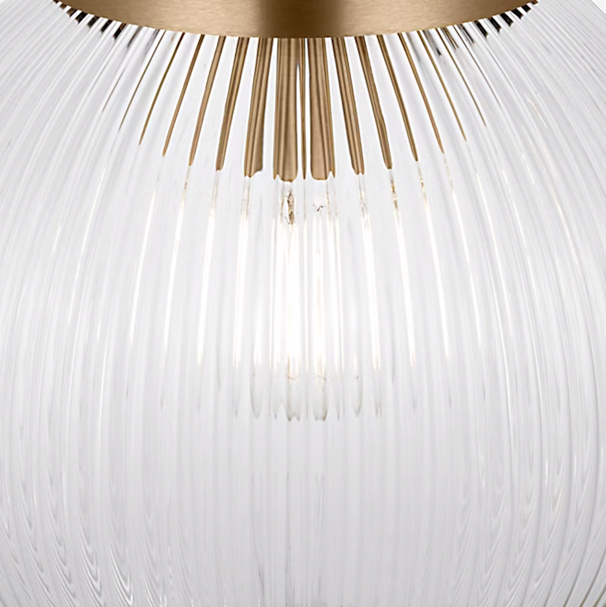Whitaker Flush Mount 10", Satin Brass and Clear Ribbed Glass