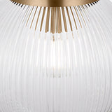 Whitaker Flush Mount 10", Satin Brass and Clear Ribbed Glass