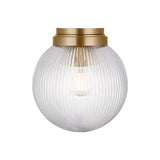 Whitaker Flush Mount 10", Satin Brass and Clear Ribbed Glass