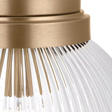 Whitaker Flush Mount 10", Satin Brass and Clear Ribbed Glass