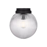 Whitaker Flush Mount 10", Matte Black and Clear Ribbed Glass