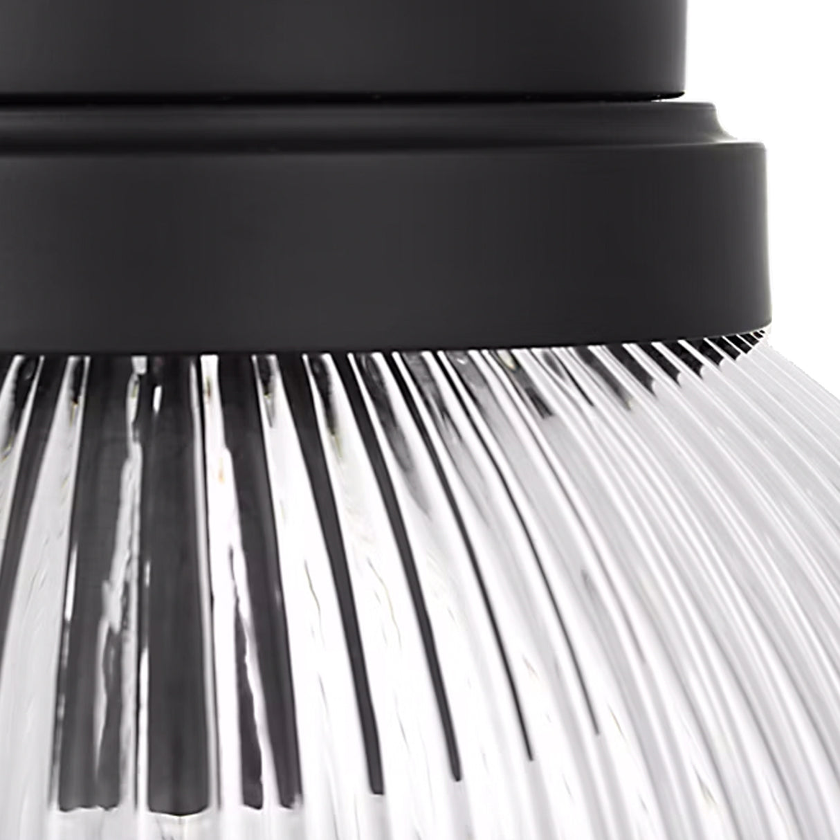 Whitaker Flush Mount 10", Matte Black and Clear Ribbed Glass
