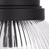 Whitaker Flush Mount 10", Matte Black and Clear Ribbed Glass