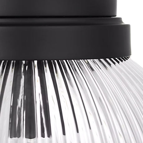 Whitaker Flush Mount 10", Matte Black and Clear Ribbed Glass