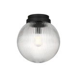 Whitaker Flush Mount 10", Matte Black and Clear Ribbed Glass