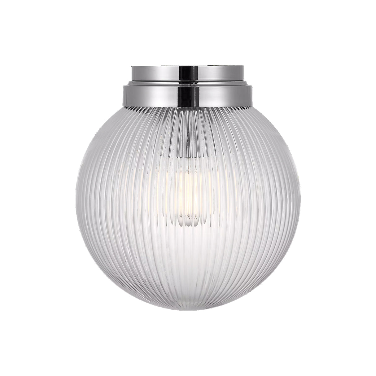 Whitaker Flush Mount 10", Chrome and Clear Ribbed Glass