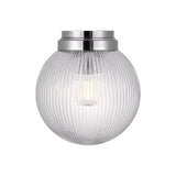 Whitaker Flush Mount 10", Chrome and Clear Ribbed Glass