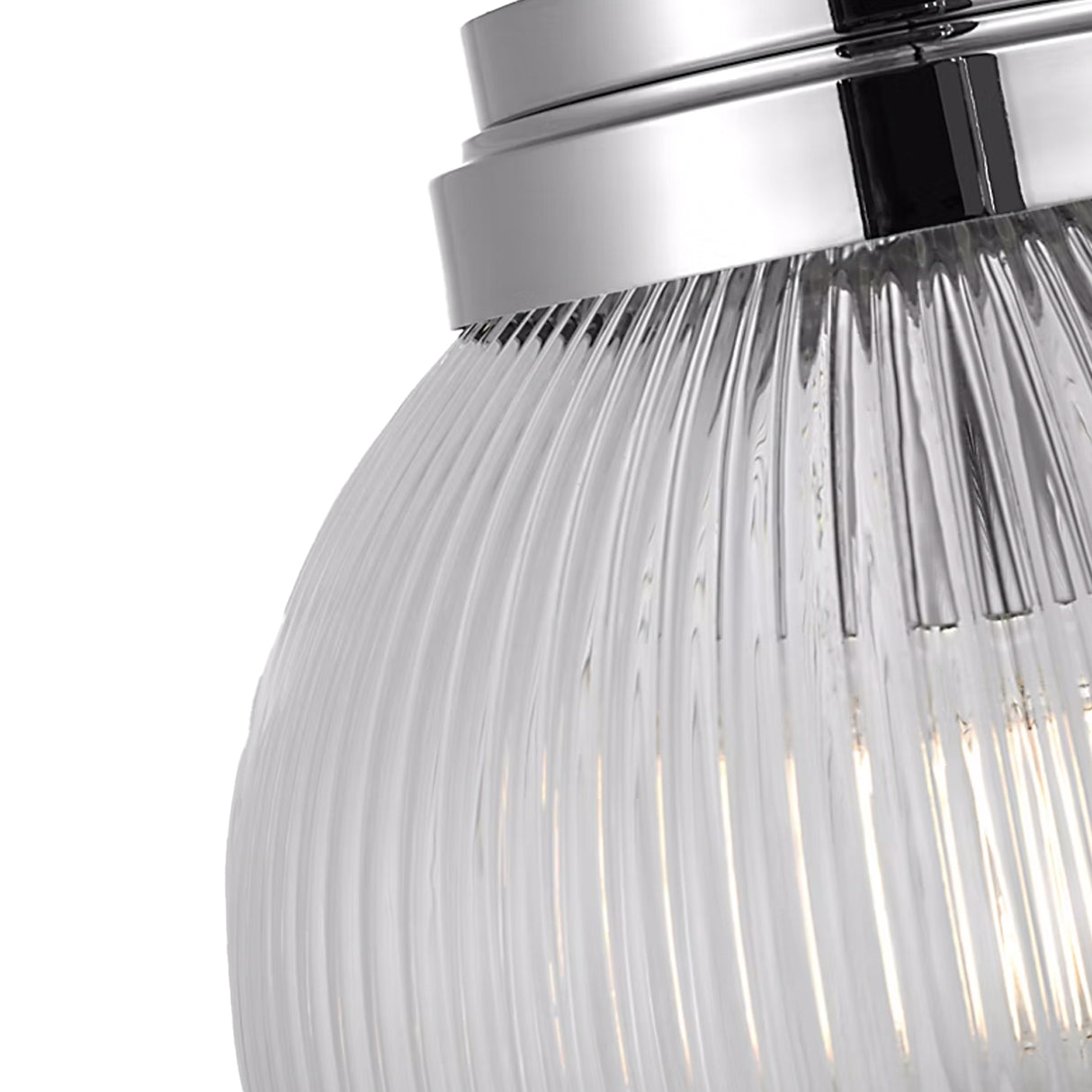 Whitaker Flush Mount 10", Chrome and Clear Ribbed Glass