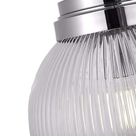 Whitaker Flush Mount 10", Chrome and Clear Ribbed Glass
