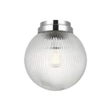 Whitaker Flush Mount 10", Chrome and Clear Ribbed Glass