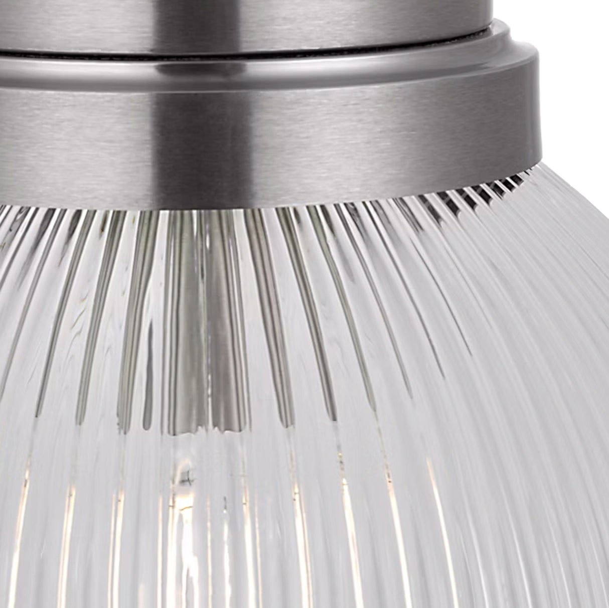 Whitaker Flush Mount 10", Brushed Nickel and Clear Ribbed Glass