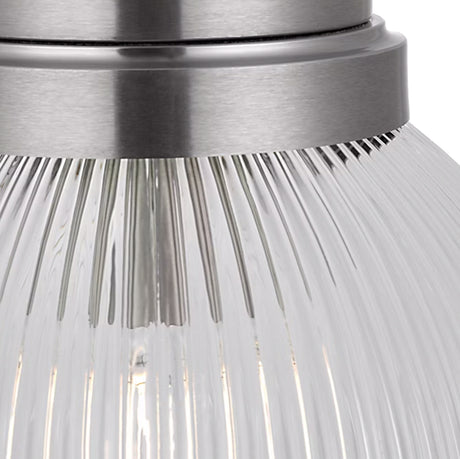 Whitaker Flush Mount 10", Brushed Nickel and Clear Ribbed Glass