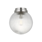 Whitaker Flush Mount 10", Brushed Nickel and Clear Ribbed Glass