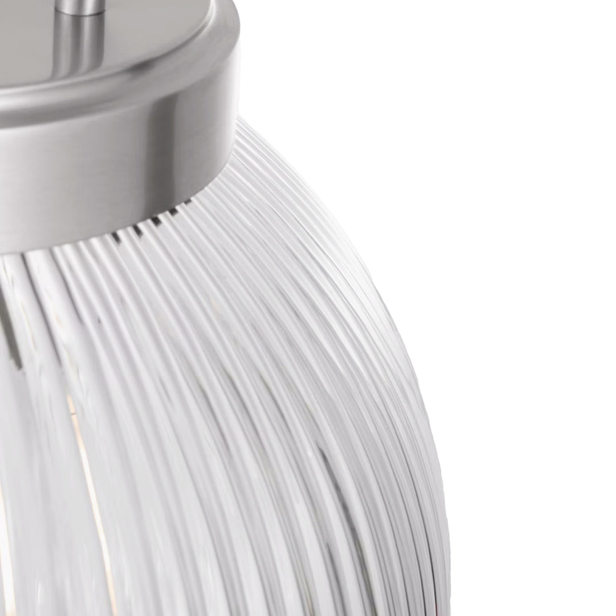 Whitaker Pendant 10", Brushed Nickel and Clear Ribbed Glass