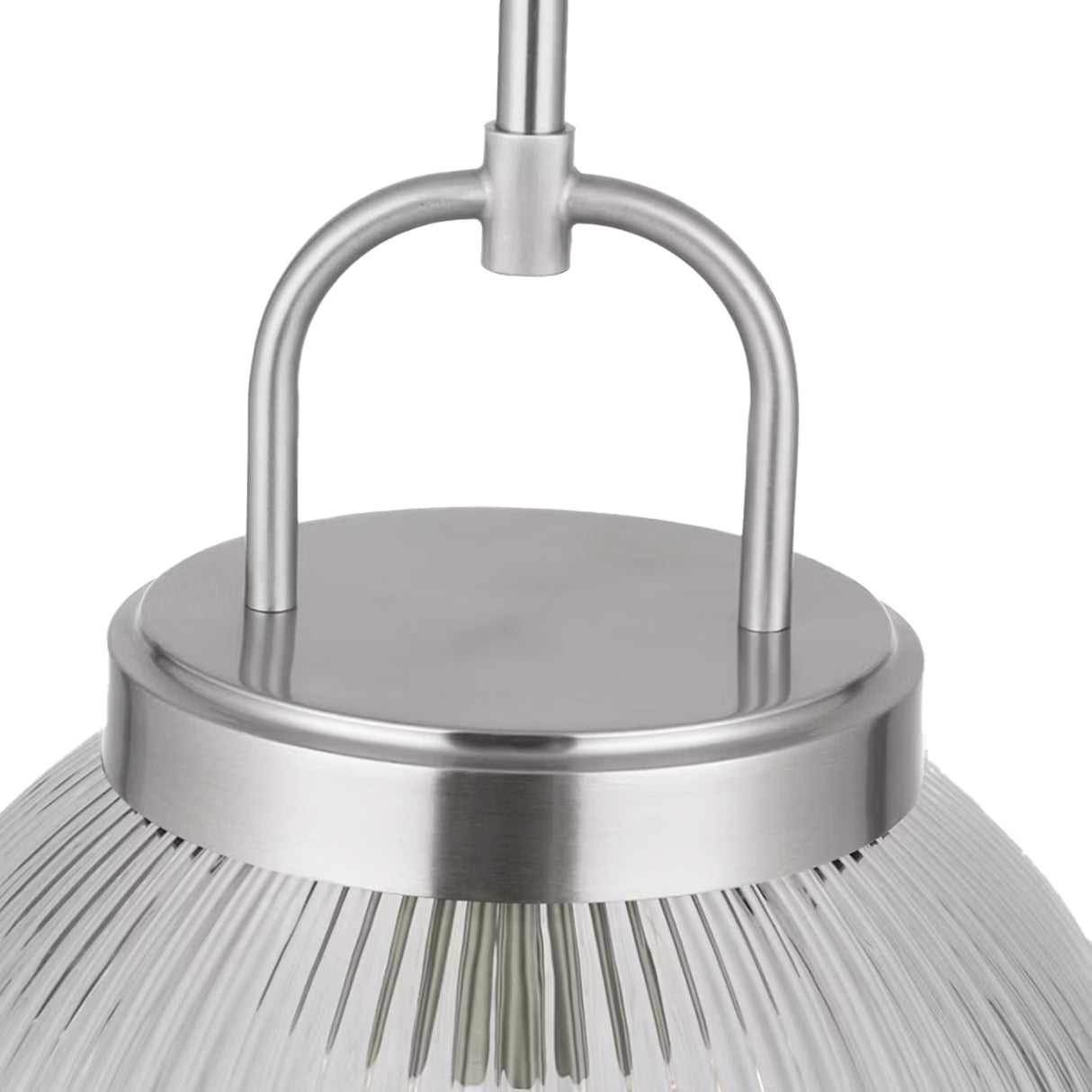 Whitaker Pendant 10", Brushed Nickel and Clear Ribbed Glass