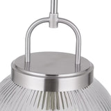 Whitaker Pendant 10", Brushed Nickel and Clear Ribbed Glass