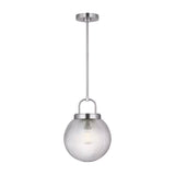 Whitaker Pendant 10", Brushed Nickel and Clear Ribbed Glass