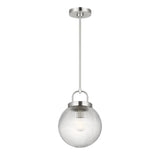 Whitaker Pendant 10", Brushed Nickel and Clear Ribbed Glass