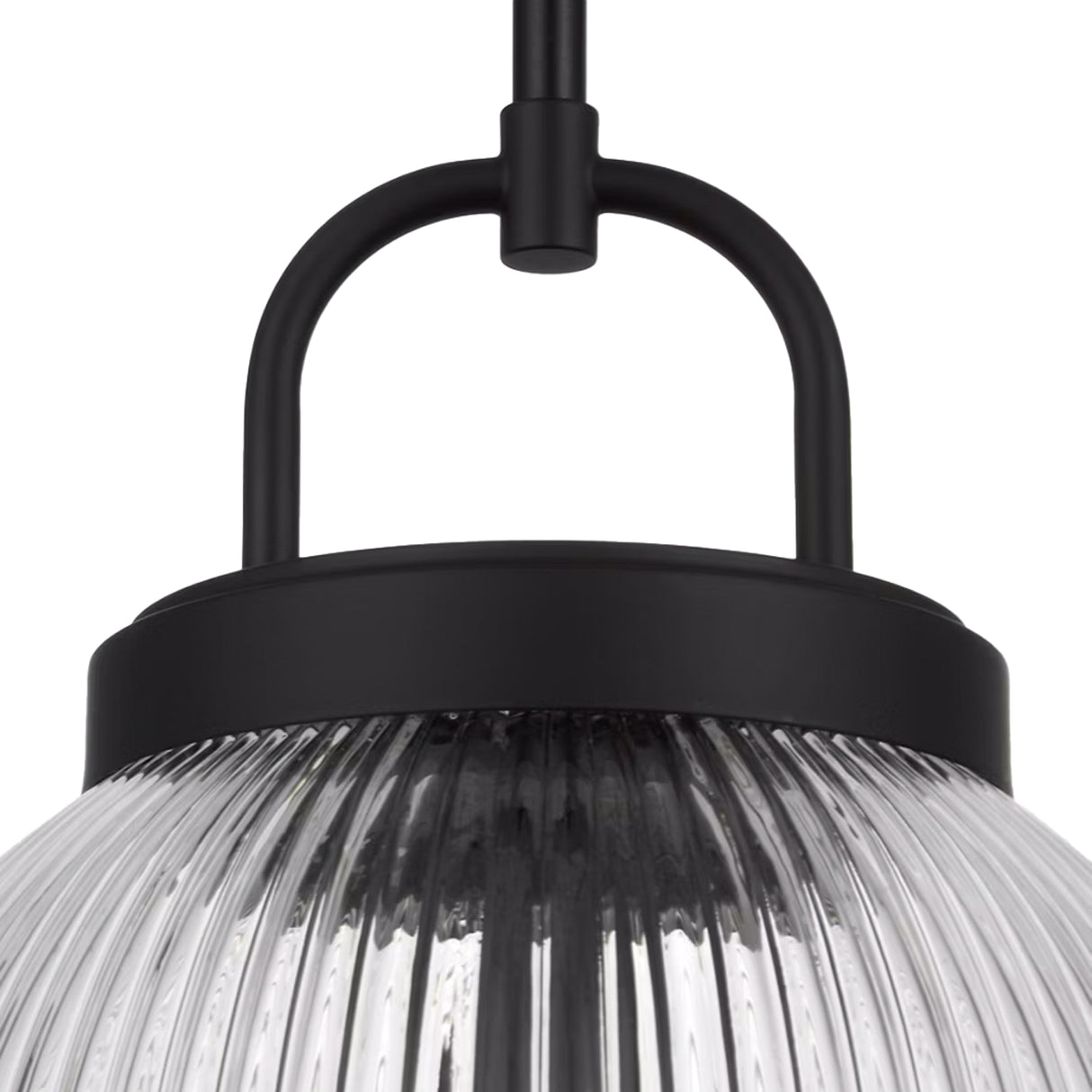 Whitaker Pendant 10", Matte Black and Clear Ribbed Glass