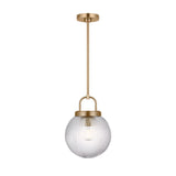 Whitaker Pendant 10", Satin Brass and Clear Ribbed Glass