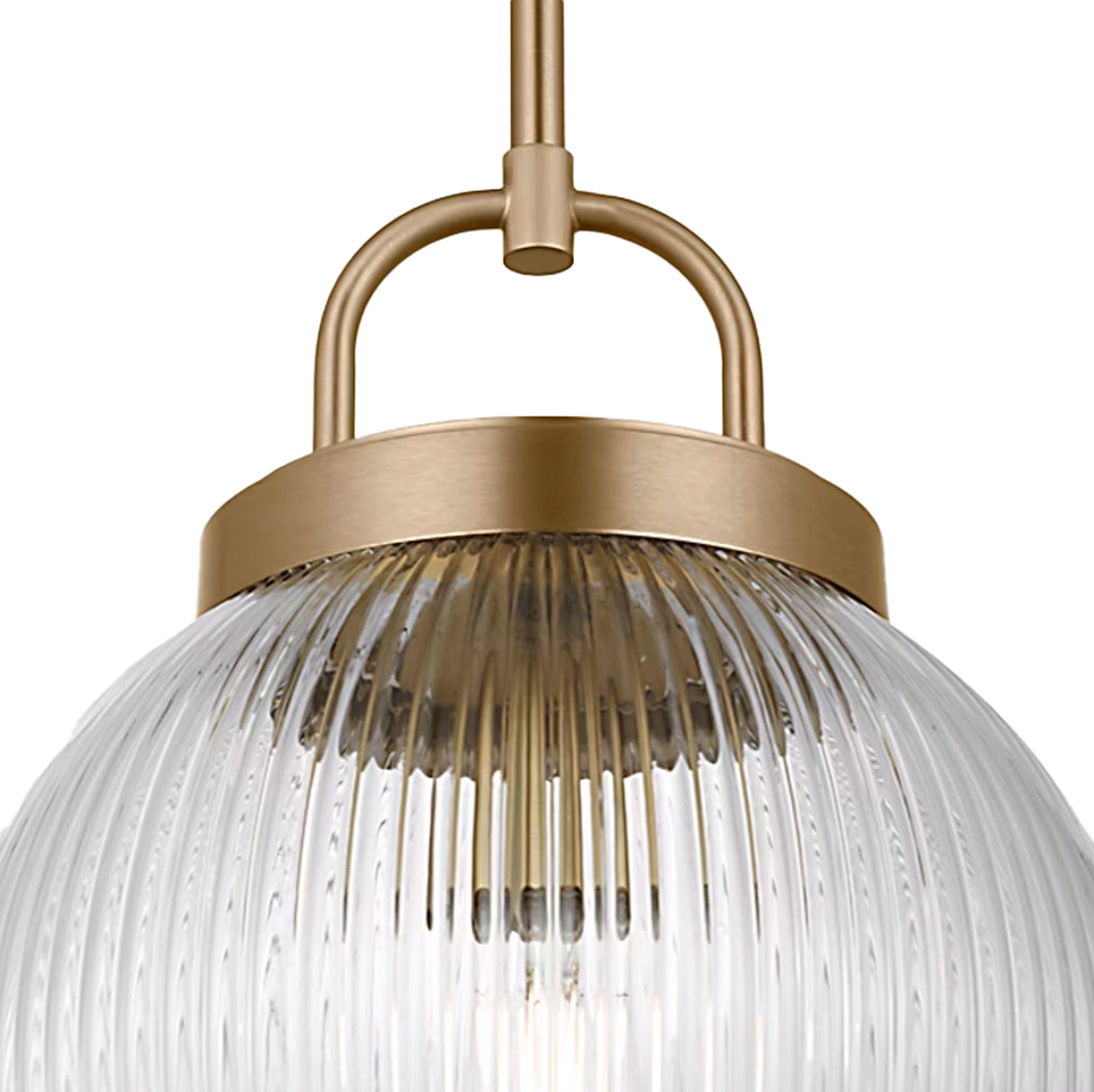Whitaker Pendant 10", Satin Brass and Clear Ribbed Glass