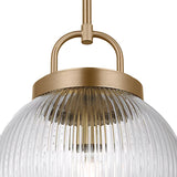 Whitaker Pendant 10", Satin Brass and Clear Ribbed Glass