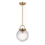 Whitaker Pendant 10", Satin Brass and Clear Ribbed Glass