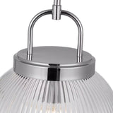 Whitaker Pendant 10", Chrome and Clear Ribbed Glass