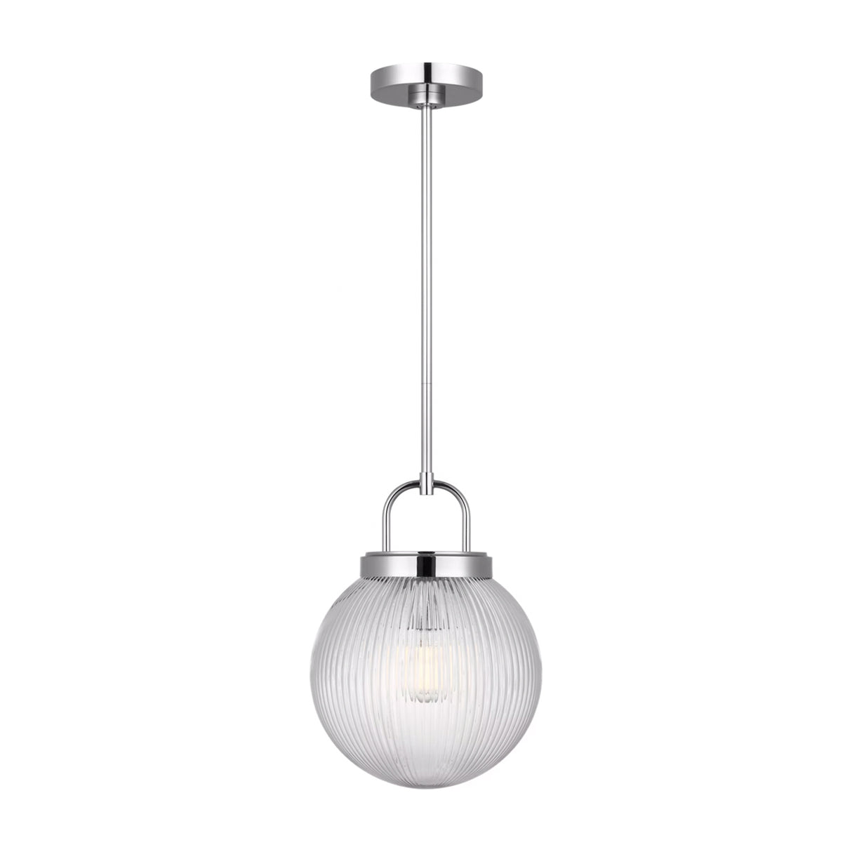 Whitaker Pendant 10", Chrome and Clear Ribbed Glass