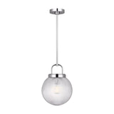 Whitaker Pendant 10", Chrome and Clear Ribbed Glass