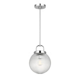 Whitaker Pendant 10", Chrome and Clear Ribbed Glass