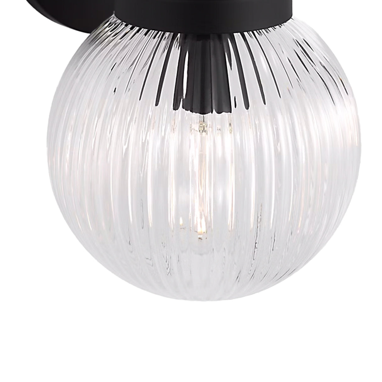 Whitaker 3 Light Vanity 24", Matte Black and Clear Ribbed Glass